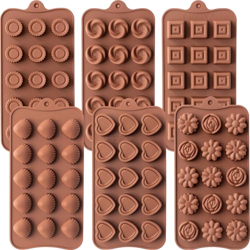6-Pack Classic Silicone Chocolate Candy Molds, Baking Molds