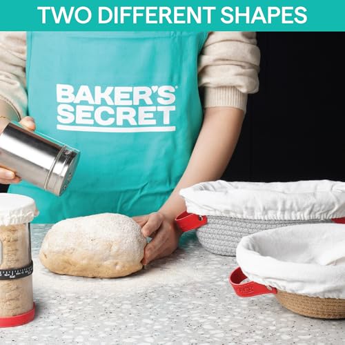 Baker's Secret Cotton Rope Banneton Bread Proofing Basket Set, Oval & Round Bread Baskets with Liners & Covers for Artisan Bread Baking, Sourdough Bread Baking Supplies - size: Oval and Round basket set