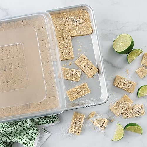 Nordic Ware Naturals Half Sheet Set - USA Made Aluminum Commercial Quality Sheet Pan for Baking or Roasting, Encapsulated Galvanized Steel Rim Prevents Warping, 2pk Half + Lid - style: 2pk Half + Lid