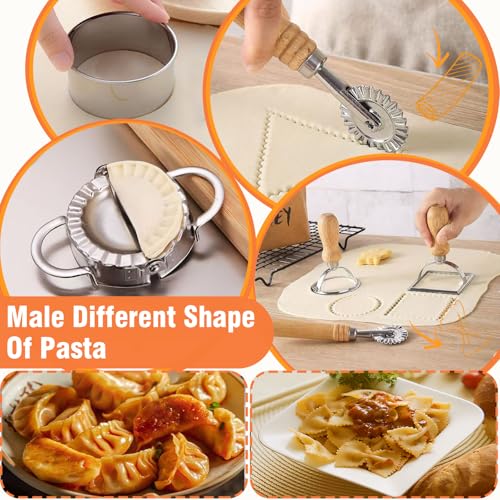 10 Pcs Pasta Making Tools, Pasta Making Kit with Pasta Drying Rack,2 Rolling Pins,Gnocchi Board,Pasta Cutting Tools,2 Ravioli Makers,Making Dumplings.All-in-One Pasta Making Accessories for Home - color: pasta rack 10 piece