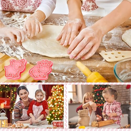 BESEK Animal Cookie Cutters: 8 PCS Cookie Cutters Set with Farm Animals Embossing Cutters For Biscuit Fondant Baking Molds (Gift Box) - color: Farm Animals