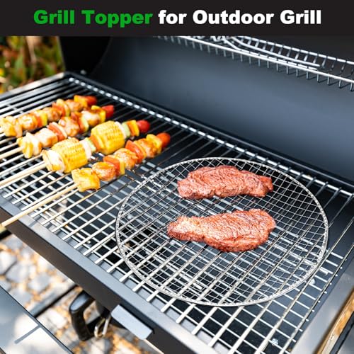 M METERXITY 5 Pack Disposable Grill Toppers, Round 12.99 Inch Galvanized Grill Grates, Disposable Roasting Racks Replacement for Outdoor, BBQ, Camping, Picnics - size: 12.99''