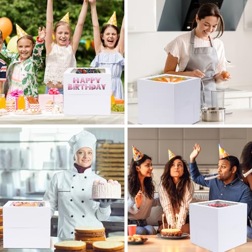 Moretoes 12pcs 12”x12”x12” Cake Boxes, Tall Bakery Box for Tier Cakes