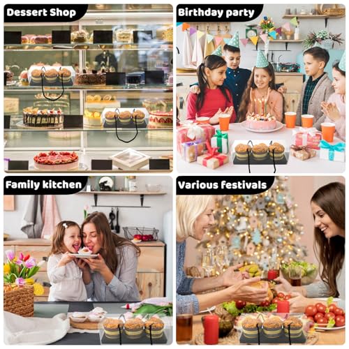 20Pcs Clear Cupcake Boxes with Handle, Cupcake Carrier for Party - color: Black