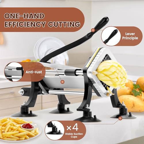 BIEAMA Commercial French Fry Cutter with 1/4", 3/8", 1/2" Blades - size: 1/4" & 3/8" & 1/2" Blade (Large Machine)