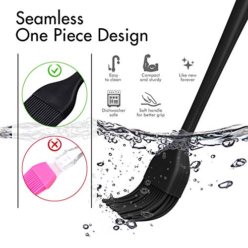 HOTEC 600℉ Heat Resistant Silicone Basting &Pastry Brushes, Black 2 - color: Black 2