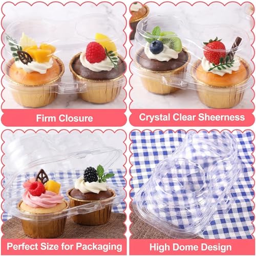 60 Pcs Cupcake Containers, 2 Compartment, Stackable