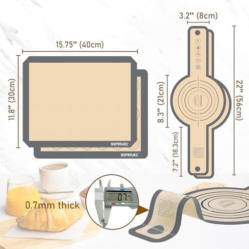 Set of 4 Silicone Baking Mat,Bread Slingx2,Baking Matsx2