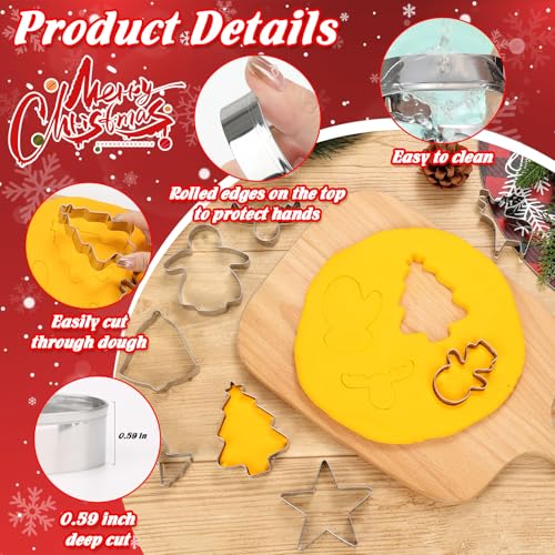 Christmas Cookie Cutters 15Pcs Winter Holiday Cookie Cutter Set Stainless Steel Metal Biscuit Cutters for Baking with Snowflake, Winter Glove, Snowman, Star for Christmas Party Biscuit Baking Molds - style: 15Pcs Christmas Cookie Cutters