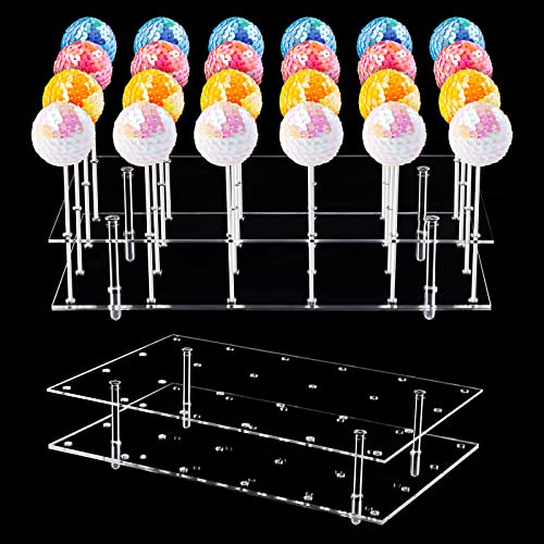 NiHome Rectangle Cake Pop Stand 24 Holes Acrylic Lollipop Holder Clear