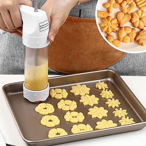 OUKENS Cookie Press Kit, Spritz Cookie Press Biscuit Maker Set for Baking with 12 Discs & 6 Icing Nozzles, for Butter Cookies, Cake Decorating, Diy Desserts