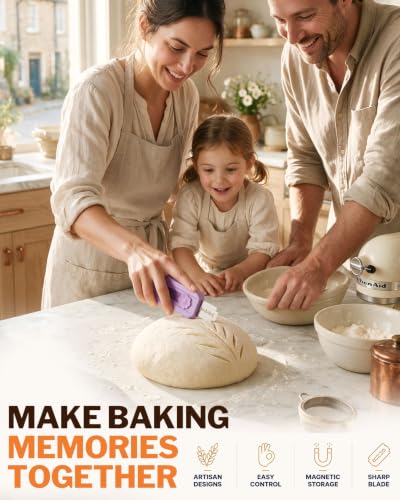 Bread Lame Sourdough Scoring Tool with Extractable & Magnetic Design - color: Purple