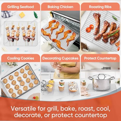 Homikit 2 PCS Cooking & Baking Cooling Rack,15 x 11 Inch Stainless Steel - size: 15.2*11.2 Inch
