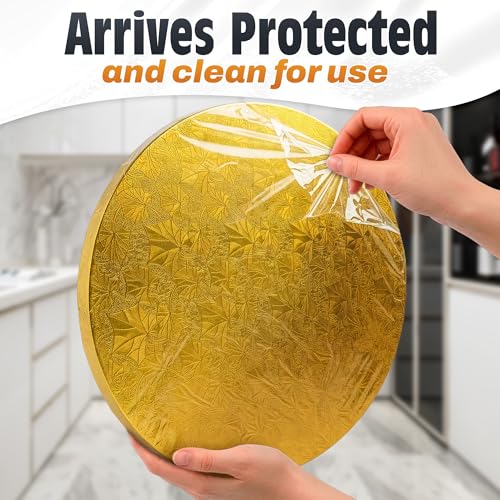 Gold Cake Board 14 Inch, Round Cake Drum, 1/2 Inch Thick Cardboard - color: Gold, size: 14"