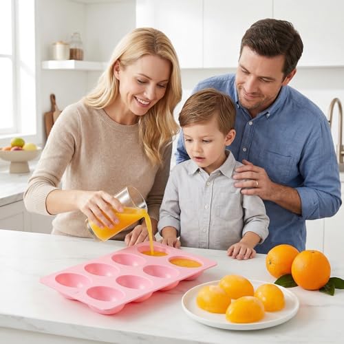 1 Pack Silicone Egg Molds 8 Cavity Easter Silicone Candy Mold 3D Egg-Shaped Silicone Baking Mold for Chocolate, Jello, Mini Cakes, DIY Desserts, Candy, Ice, Pudding, Baking (1, Pink) - color: Pink