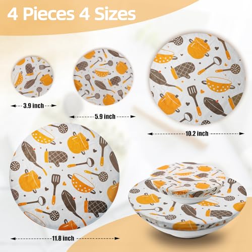4PCS Reusable Beeswax Bowl Covers for Bread Proofing, Elastic Product - color: 4PCS-Kitchen Tools