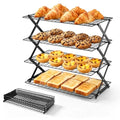 P&P CHEF 4 Tier Collapsible Cooling Racks,Stackable Bakers Rack,Black - color: Black
