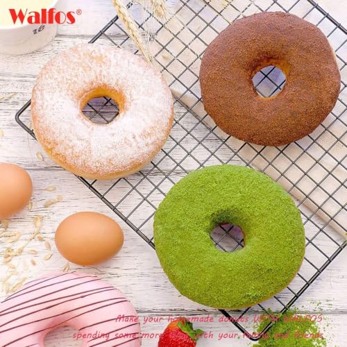 Walfos Silicone Donut Mold - Non-Stick Silicone Doughnut Pan Set, Heat Resistant, Make Perfect Donut Cake Biscuit Bagels, BPA FREE and Dishwasher Safe, Set of 2 - color: Blue&Grass Green, size: 3 Inch Diameter