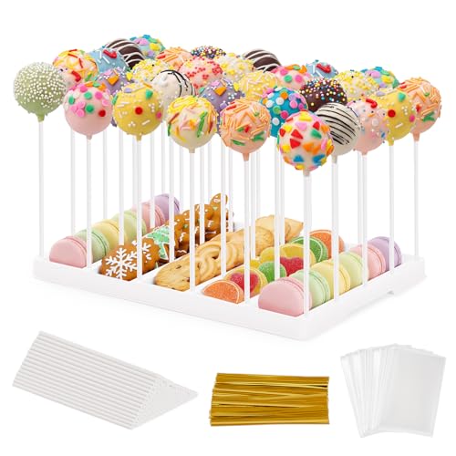 VIVIRBIEN White Cake Pop Stand, 30 Holes Lollipop Display Holder Kit - color: White