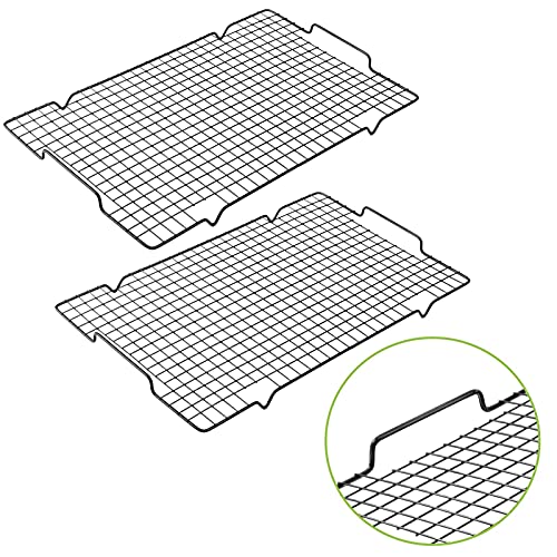 HULISEN Cooling Rack 2-Pack, 16 x 10 Inch Nonstick Baking Rack with Handles - color: Black, size: 2 Packs