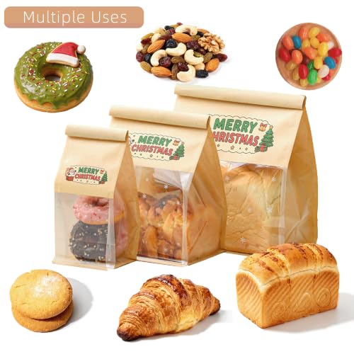 50 Pack Large Christmas Bread Bags with Tin Tie Tab Lock 11" × 8.6" × 4.3" - color: Christmas, size: Large