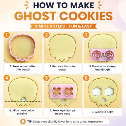 Halloween Cookie Cutters, 10Pcs Mini Skull Cookie Stamps Set - color: Halloween Skull