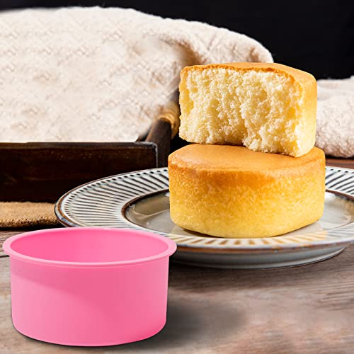 Silicone Mini Round Cake Molds, 4 Inch, Pink, Set of 6 - color: Pink