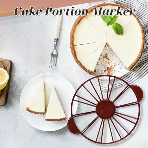Cake Portion Marker, Double Sided 10 or 12 Slices Cake Cutter Marker for Even Slices, Brown - color: Brown