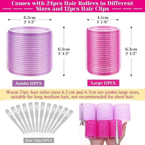 Hair Curlers Rollers for Women, 36Pcs Jumbo Large Hair Roller with 2 Sizes - color: 36 Piece Set