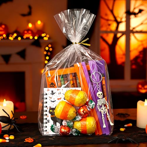 rebucas Cellophane Bags Flat Bottom Cookie Bags Cellophane Treat Bag with Twist Ties for Candy, Cookies, Popcorn, Gift Wrapping, 50 Pack 9x12 Inches, Clear - size: 9x12 inch (Pack of 50)