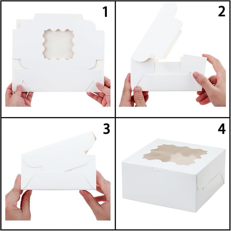 JIYIXHylera 48Pcs 6x6x3 Inch Brown Kraft Bakery Boxes with Clear Window, Small Cake Cookie Pastry Treat Boxes for Dessert Cupcakes Pies Chocolates Party Favors