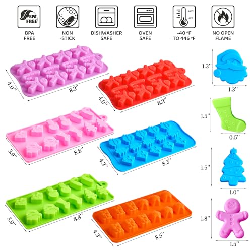 Christmas Chocolate Silicone Molds, 6 PCS - color: Christmas Mold 2 - 6pcs