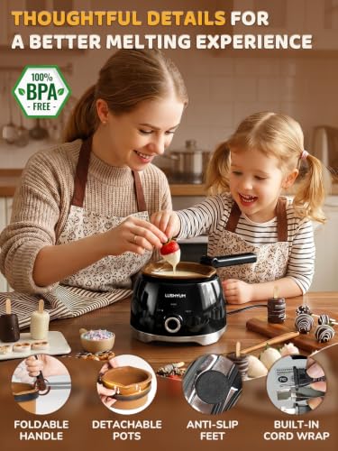 Electric Chocolate Melting Pot, 4-Cup Chocolate, 2 Insert Pots - color: Black