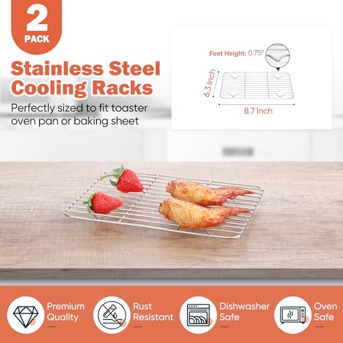 Homikit 2 PCS Cooling Rack for Baking & Cooking, 8.7 x 6.3 Inch Wire Rack - size: 8.7*6.3 Inch