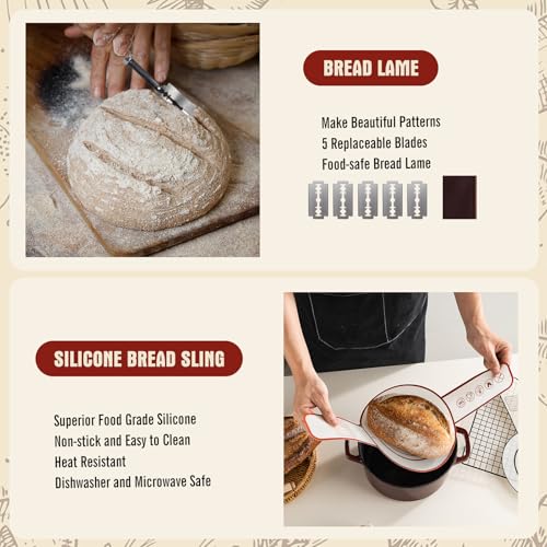 Complete Sourdough Starter Kit,10 Inch Round & 9 Inch Oval Banneton Sourdough Bread Baking Supplies With Sourdough Starter Jar, Sour dough Starter Kits for Women, Men, and Bread Bakers - style: Bread Proofing Basket Set