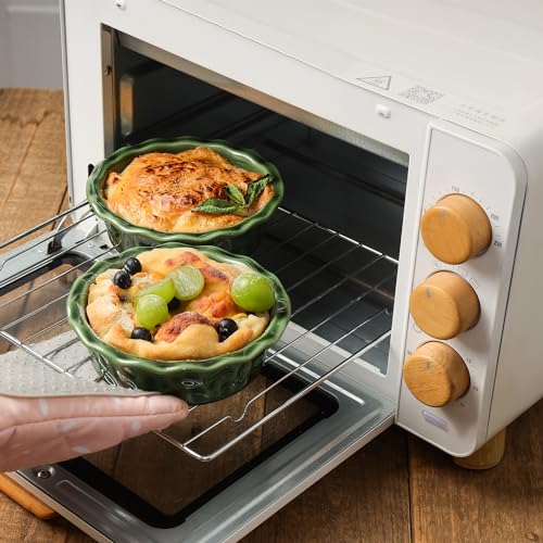Vicrays Ceramic Pie Pan for Baking - 5.5 inch Small Pie Plates Deep Dish Round Pot Casserole Mini Serving Bowl, Microwave Oven Safe for Dessert Apple Pie Cake Tart Pizza, Set of 6 - Green - color: Green