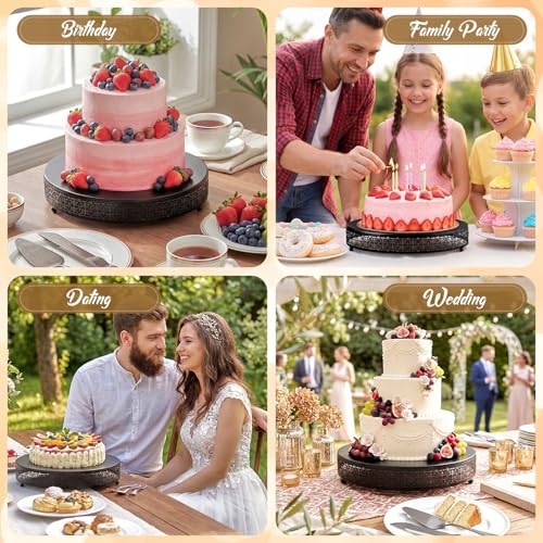 Wenqik Black Metal Cake Stand 16 Inch with Cutting & Spatula - color: Black, size: 16 Inch