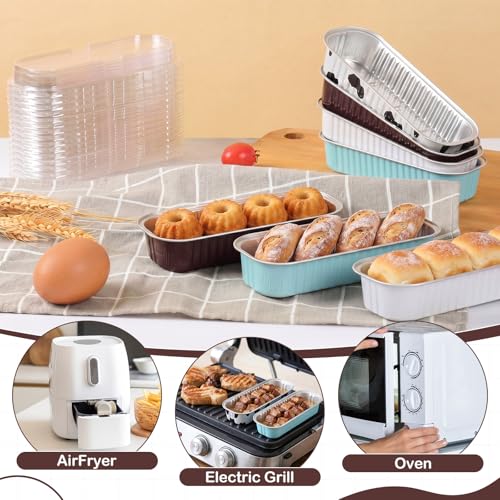 Blushtier 150 Pcs Mini Loaf Pan with Lid & Spoon, Cowboy Color - color: Cowboy