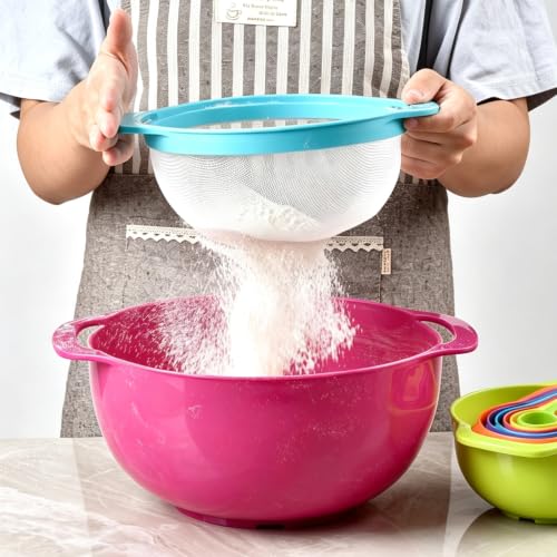 Mixing Bowls, Nesting Baking Bowls with Colander & Fine Mesh (Candy-10PCS) - color: Candy-10PCS