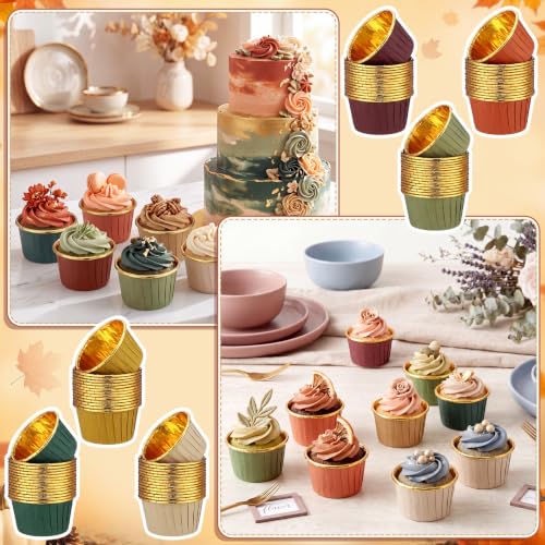 Geiserailie 100 Pcs Autumn Cupcake Liners Fall Foil Wrappers - color: Neatural, style: Classic