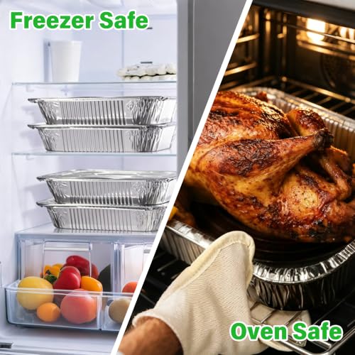 SAITI Aluminum Pans with Lids (50 Pack, 8.5"x6") Tin Foil Pans with Lids - size: 50 Pack