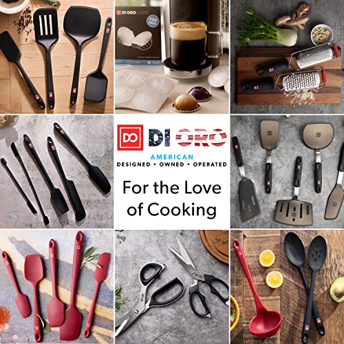 DI ORO Silicone Cooking Spoons - Solid & Slotted Set, 2-Pc Black - color: Black