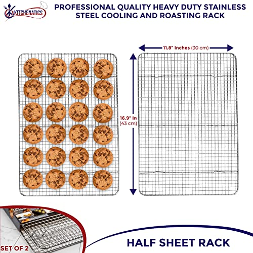KITCHENATICS Half Sheet Cooling Rack Stainless Steel Oven Safe Set of 2 - size: 11.8" x 16.9" Half Sheet - 2 PCS