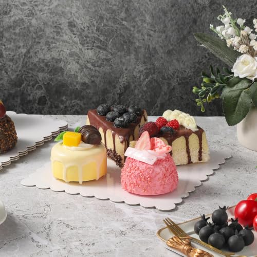 10 Pack 8 Inch White Square Cake Boards Grease Proof Heavy Duty Cardboard Base Disposable Trays for Desserts Pastries Display - size: 8''