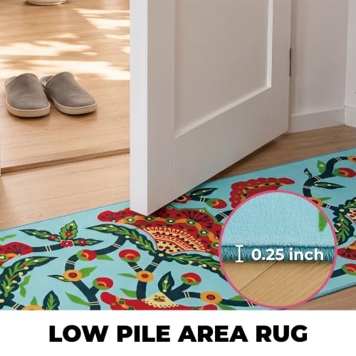 2x6 Red Peony Runner Rug, Soft Low Pile - color: Red Peony, size: 2' x 6' (Rectangular)