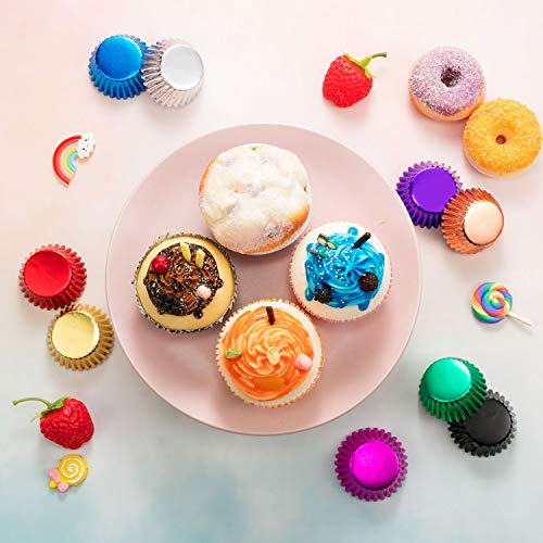 Sumind 400 Pcs Mini Foil Cupcake Liners Holiday Baking Cups,10 Colors - color: 10 Colors