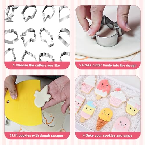 12Pcs Popsicle Mini Cookie Cutters Set with Dough Scraper