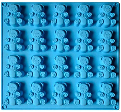 Palksky 20 Cavity Large Gummy Bear Mold/Big Bear Crayon Mold for Brownie Muffin Chocolate Ganache Jelly Pralines Caramels Candy Soap Bar Bath Bomb Mould