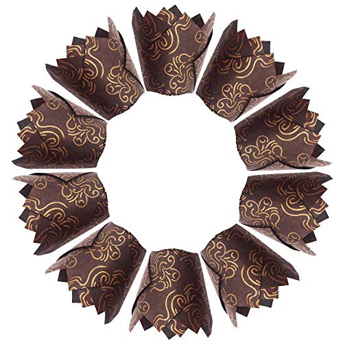 150pcs Tulip Cupcake Liners Baking Cups Muffin Liner - color: Golden Printed, Brown