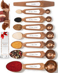 Styled Settings Copper Measuring Spoons Set with Leveler, 8-Piece - color: White & Copper